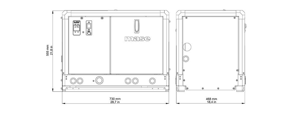 MASE GENERATORS - INTERCOOLER IS 9.6 - 9.6 KW - 60Hz - 3600 RPM IS-9-6 - DIMENSIONS